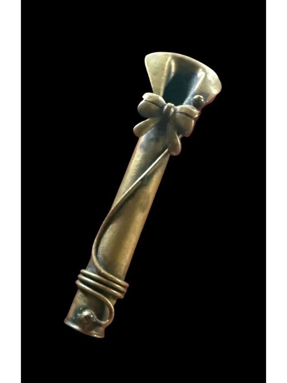 Vintage Brass Modernist Bud Vase Brooch Mid Century Pin